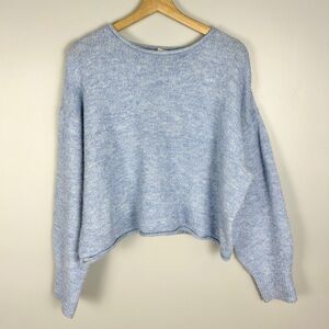 RETROD Wool Blend Sweater Blue Size Medium Oversized Boxy Coastal Relaxed